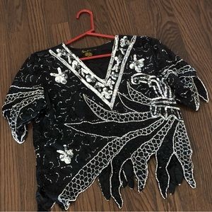 Spell bound black and silver top medium